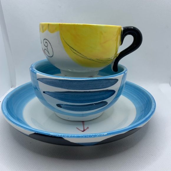 Italian pottery 3 piece serving set - Picture 2 of 16